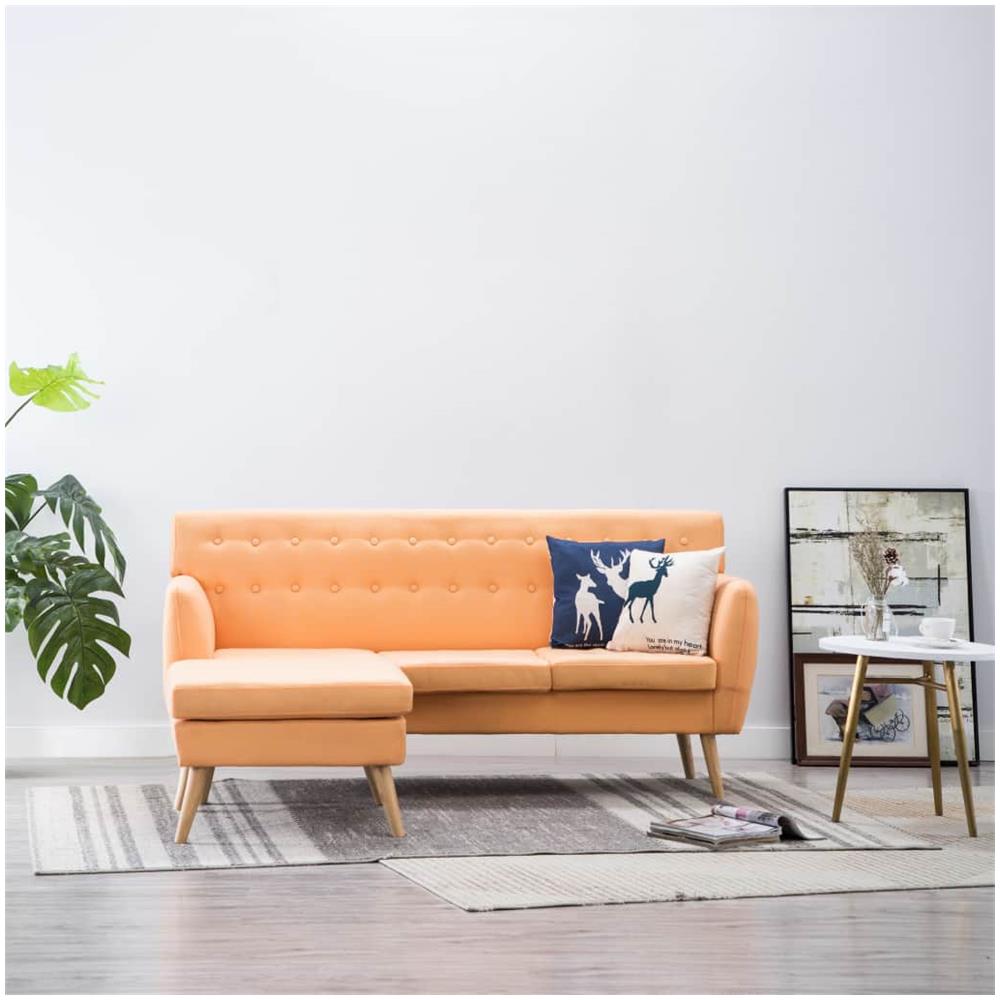 Divano A L Rivestimento In Tessuto 171,5x138x81,5 Cm Arancione - Foto 1