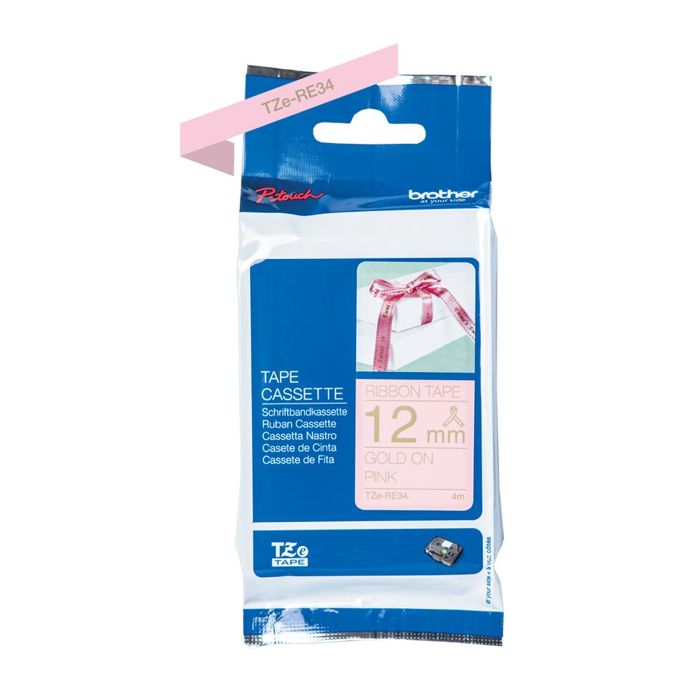 TZE-RE34 nastro per etichettatrice Oro su rosa - Foto 2