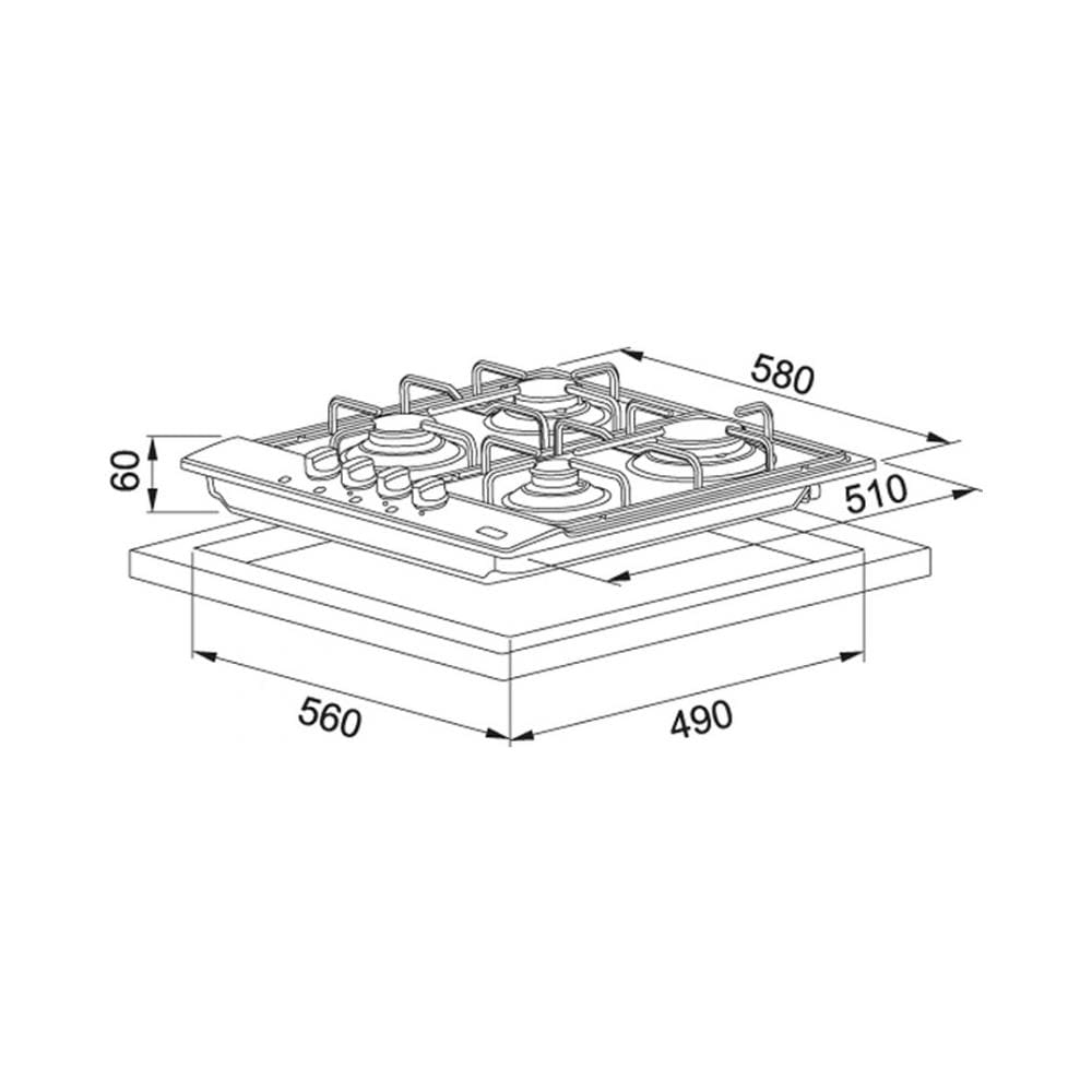 Piano Cottura FHLM6044GXSE a Gas 4 Fuochi Gas Colore Inox - Foto 2