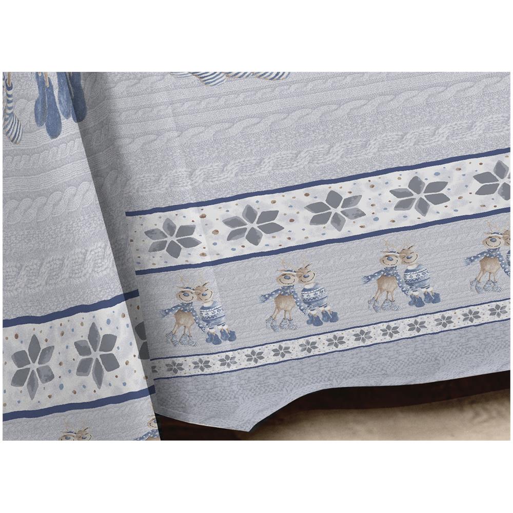 Telo Arredo Multiuso Linea Pensieri Delicati In Cotone Disegno Renna Blu Singolo Blu - Foto 1