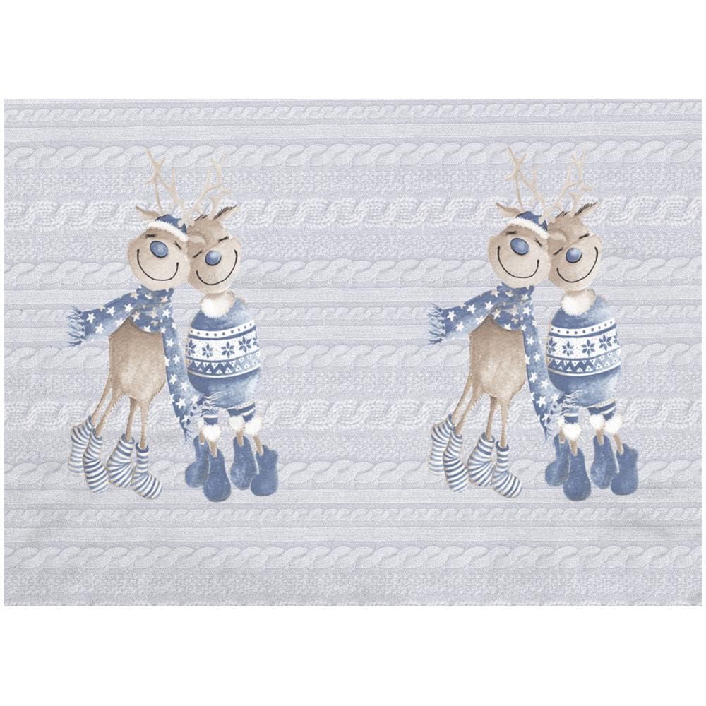 Telo Arredo Multiuso Linea Pensieri Delicati In Cotone Disegno Renna Blu Singolo Blu - Foto 6