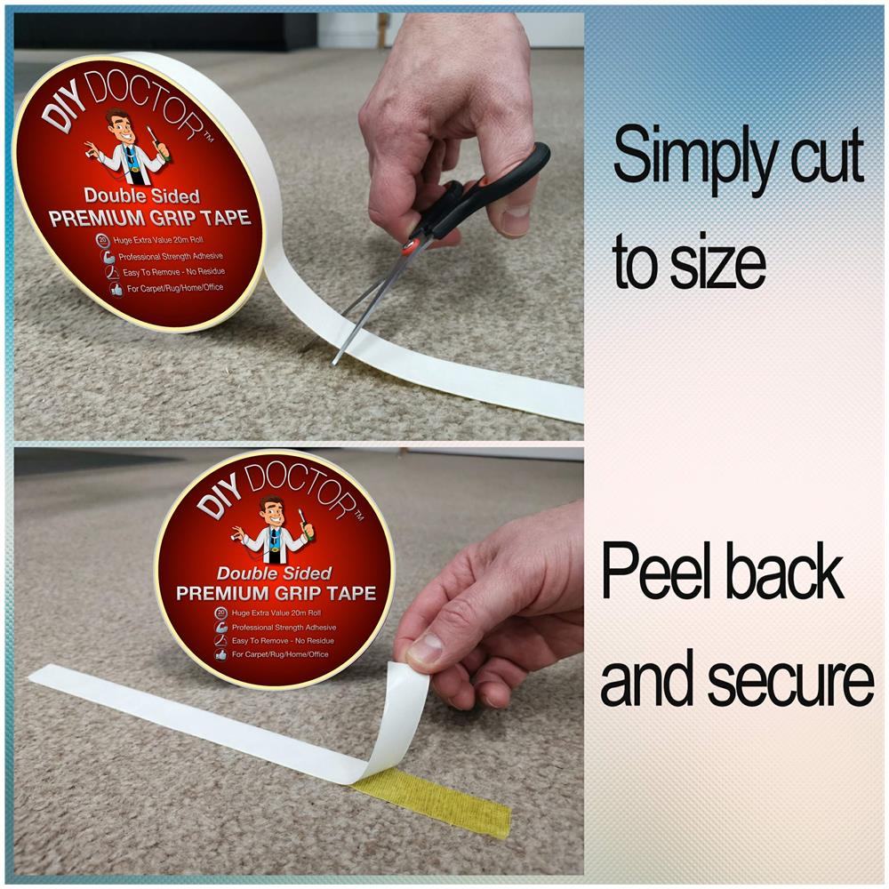 Fai Da Te Dottore Xtra Strong Double-sided Tappeto Gripper Tape - 20m Roll 21 Millimetri Largo - Foto 4