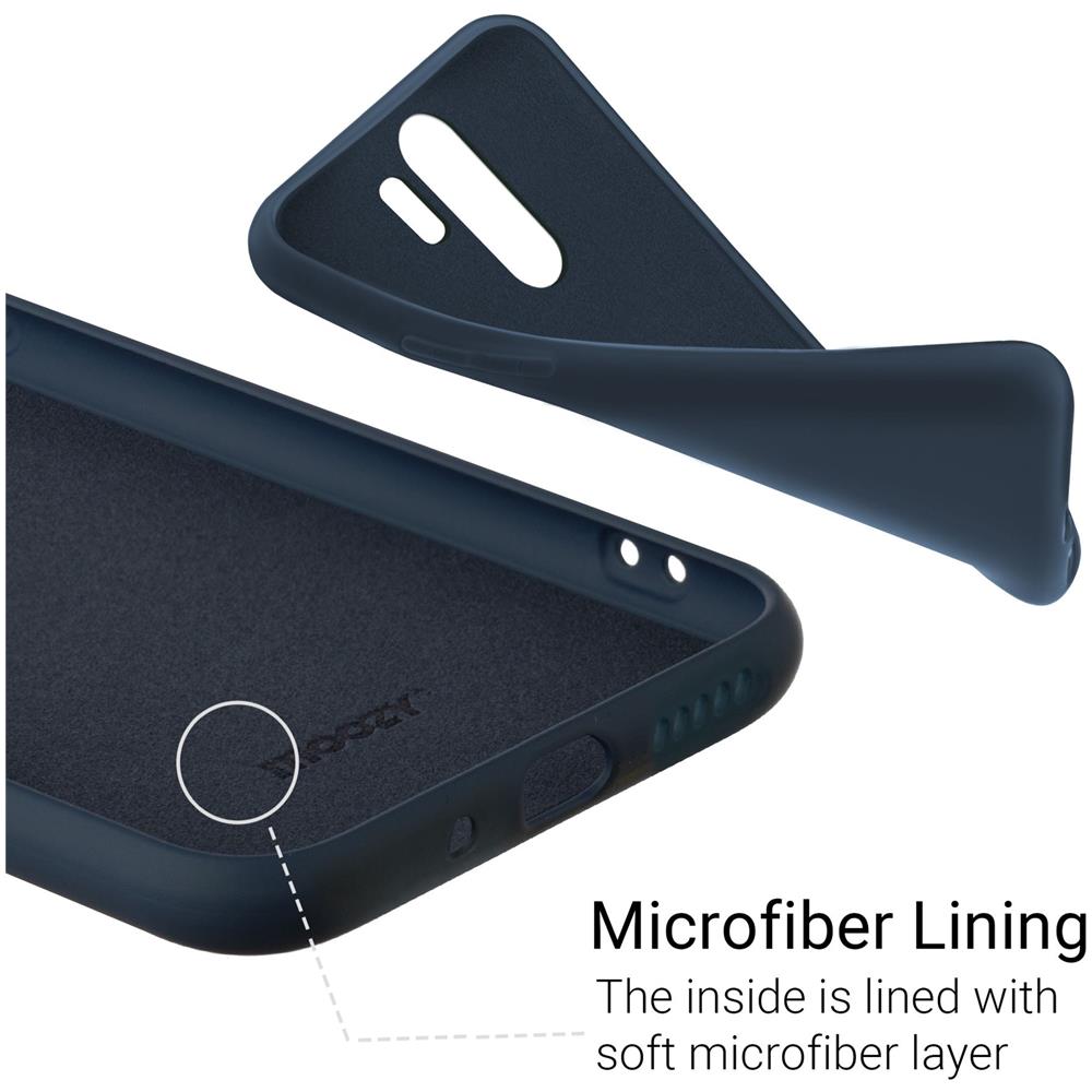 Lifestyle. Cover Per Xiaomi Redmi Note 8 Pro, Blu Notte - Custodia In Silicone Liquido Con Finitura Opaca E Fodera Morbida In Microfibra - Foto 2