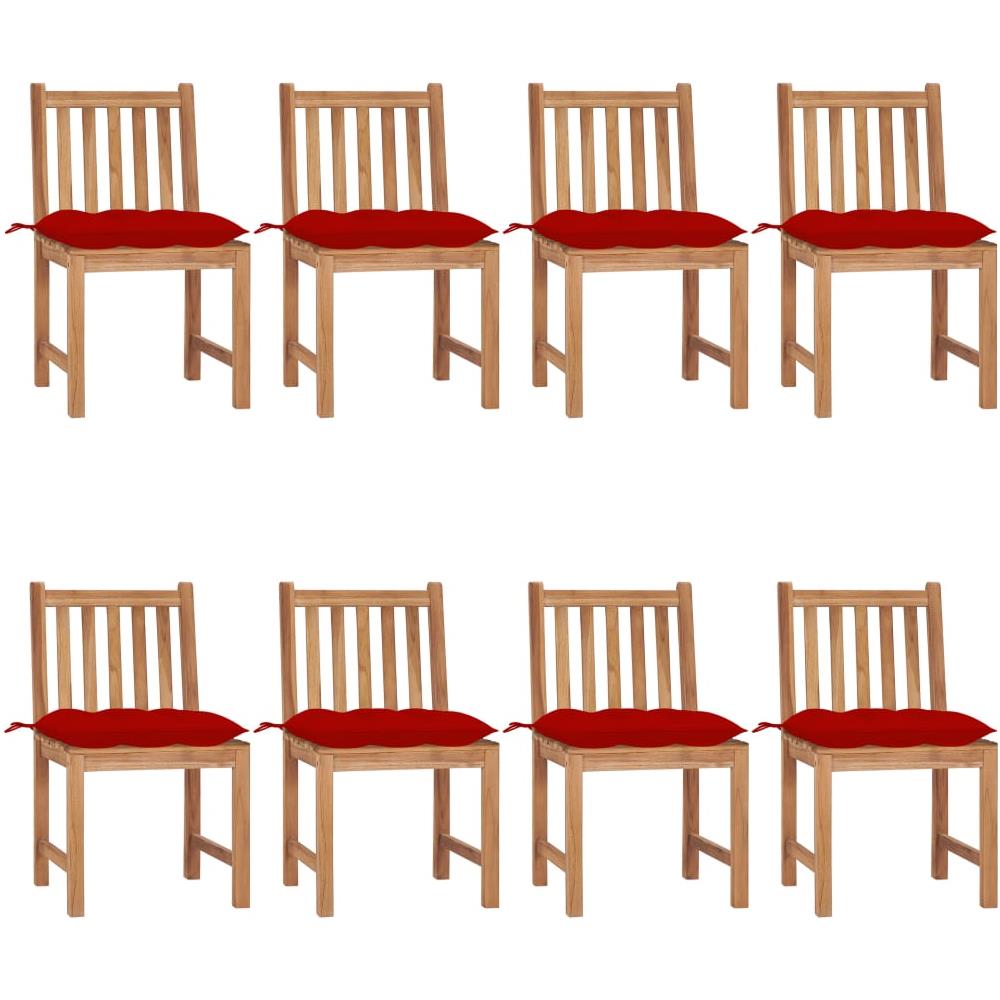 Sedie da Giardino con Cuscini 8 pz in Legno Massello di Teak - Foto 1