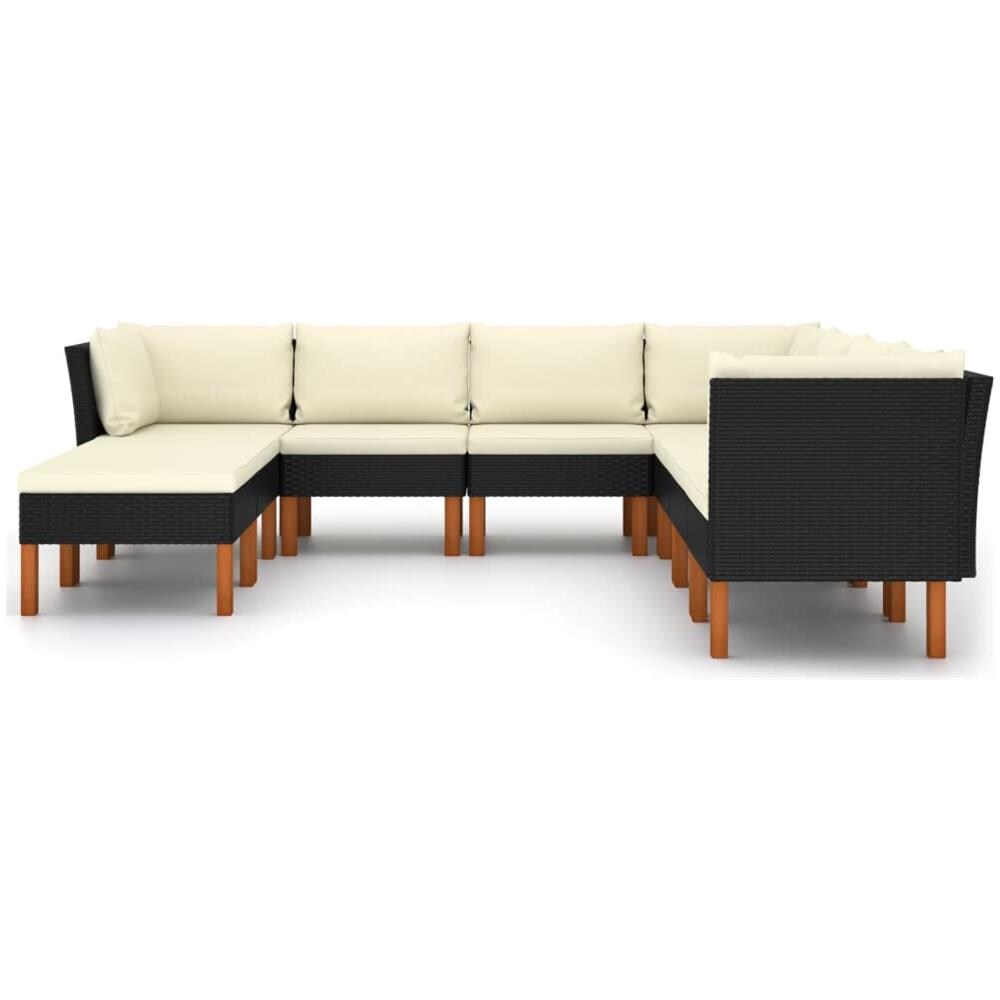 Set Divani da Giardino 9 pz con Cuscini in Polyrattan Nero - Foto 2