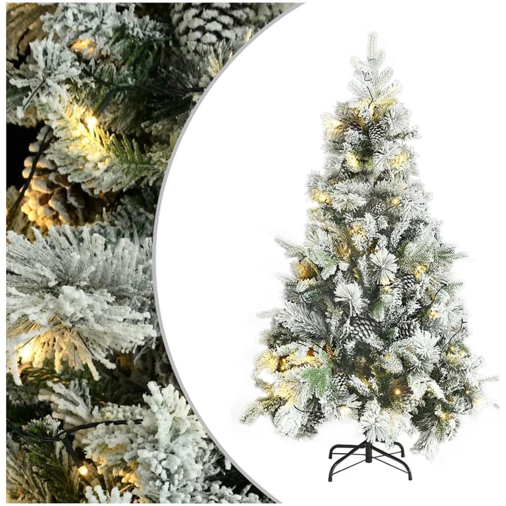 Albero di Natale con Neve Floccata LED e Pigne 195 cm PVC e PE - Foto 1