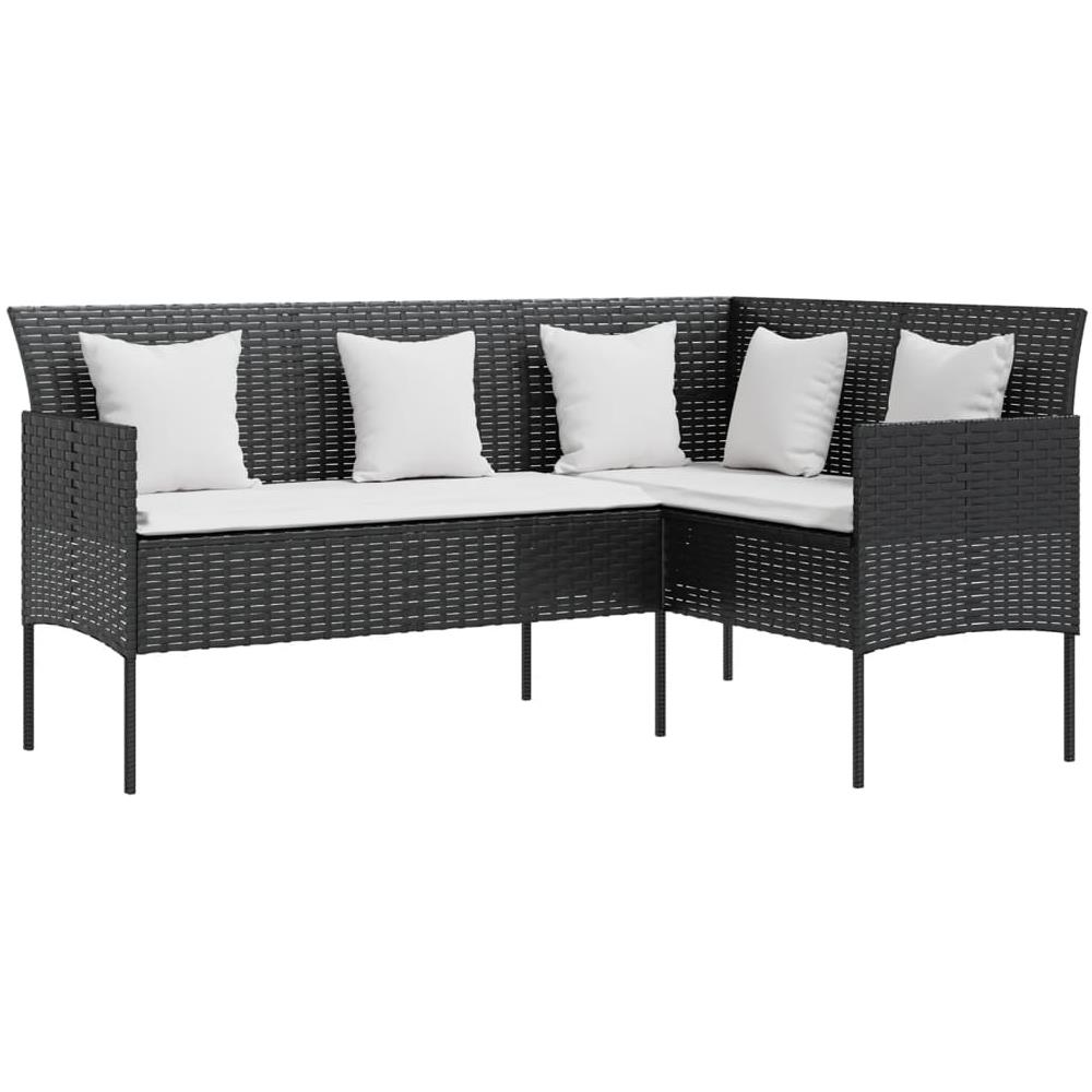 Divano A Forma Di L Con Cuscini In Polyrattan Nero - Foto 2