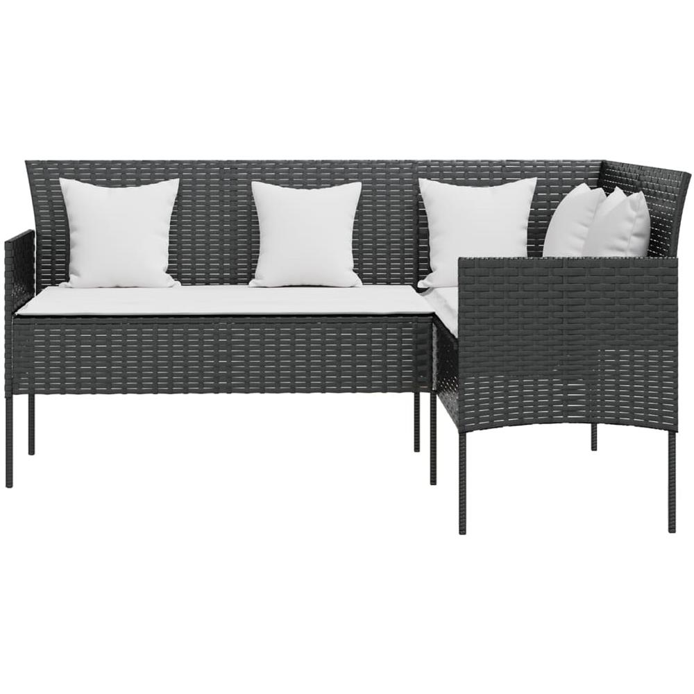 Divano A Forma Di L Con Cuscini In Polyrattan Nero - Foto 3