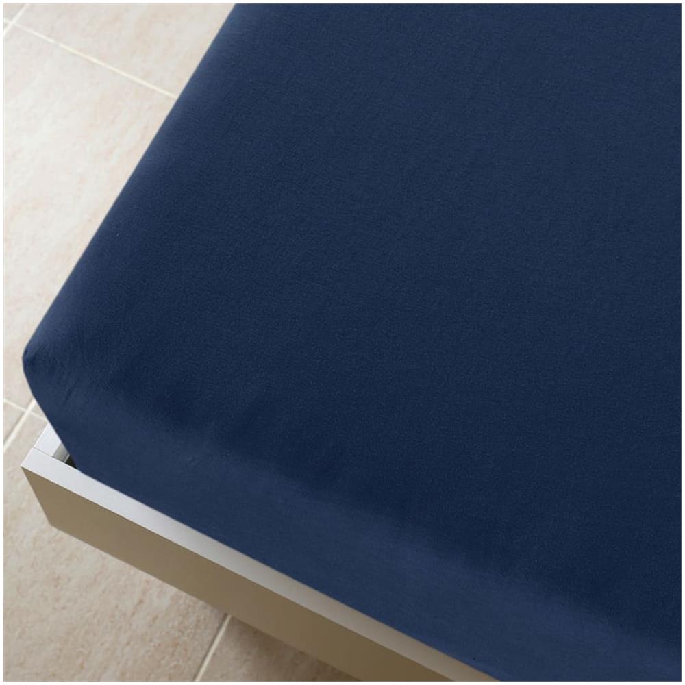 Lenzuolo Con Angoli Jersey Blu Marino 100x200 Cm Cotone - Foto 3