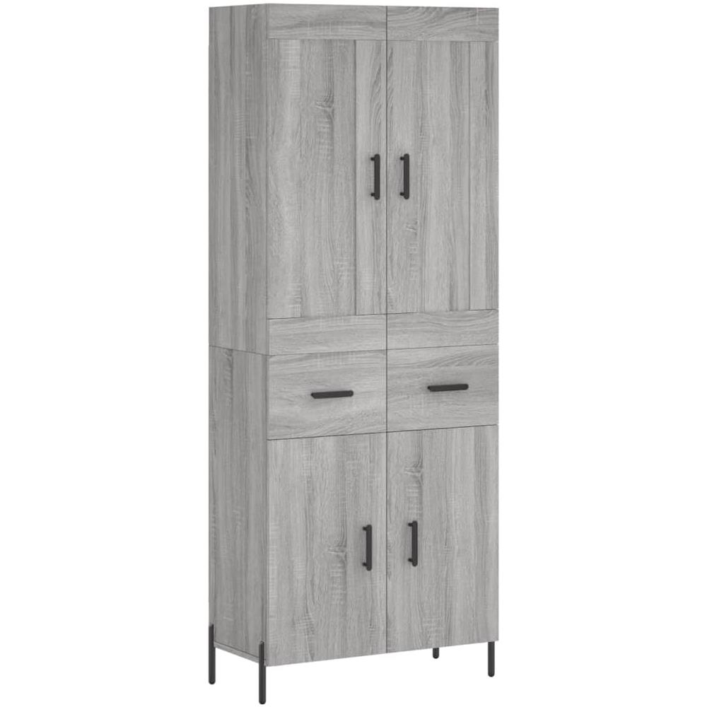 Credenza Grigio Sonoma 69,5x34x180 Cm In Legno Multistrato - Foto 2