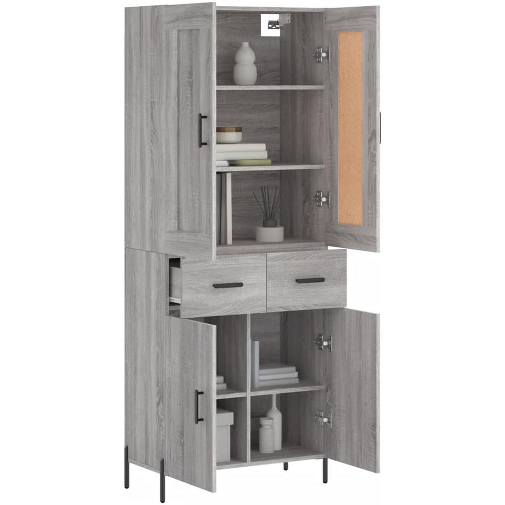 Credenza Grigio Sonoma 69,5x34x180 Cm In Legno Multistrato - Foto 3