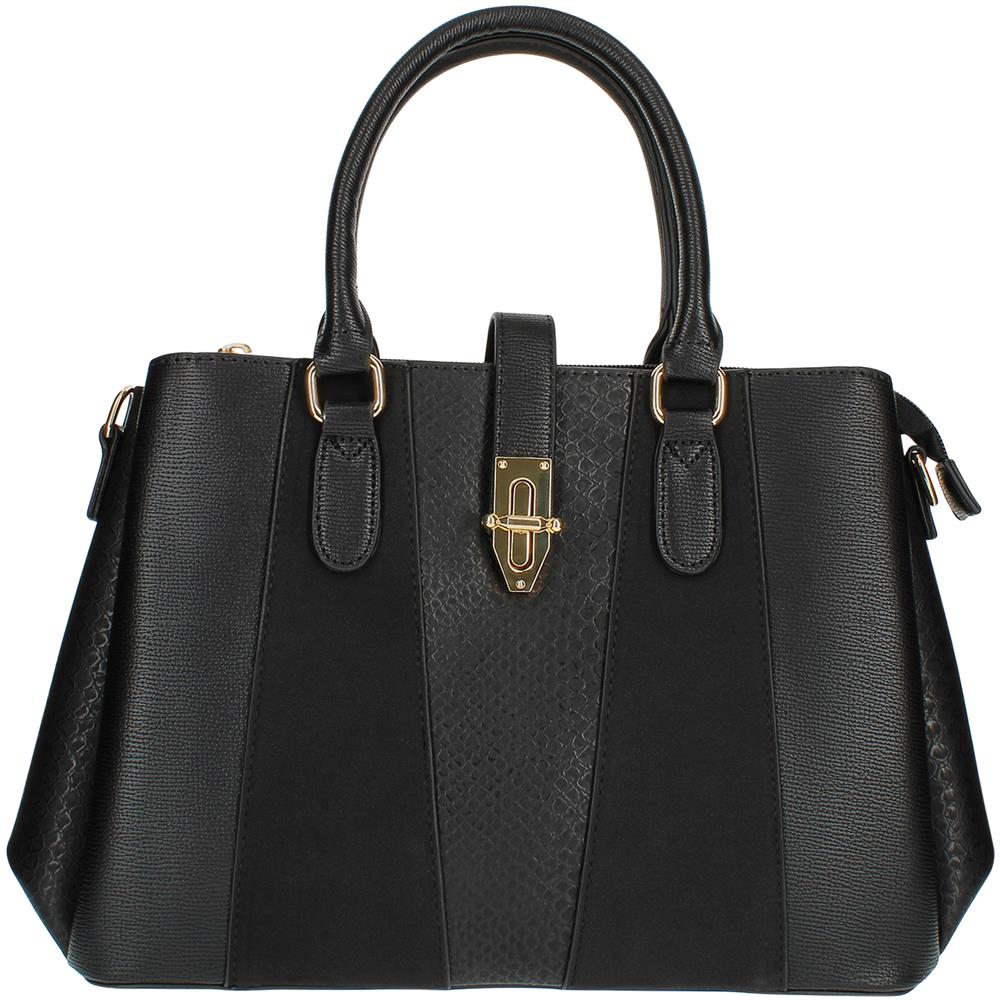 Borsa Classica Con Stampa Serpente E Fibbia Dorata - Paris - Nera - Foto 1
