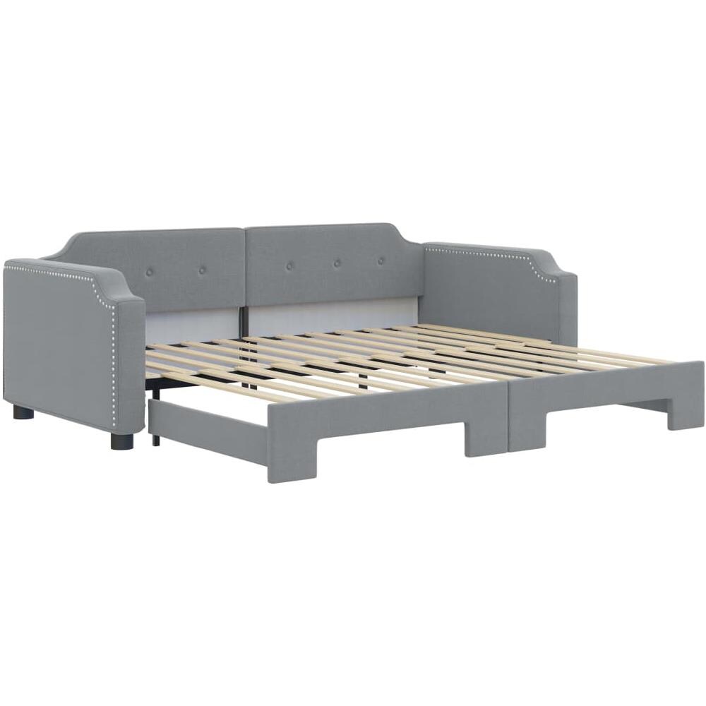 Divano Letto Con Letto Estraibile Grigio Chiaro 90x200 Tessuto - Foto 2