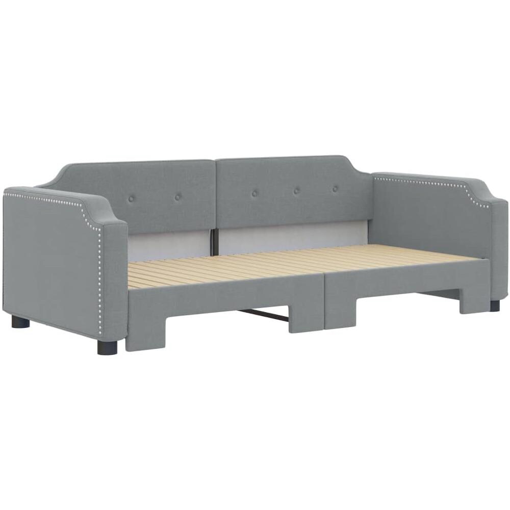 Divano Letto Con Letto Estraibile Grigio Chiaro 90x200 Tessuto - Foto 3