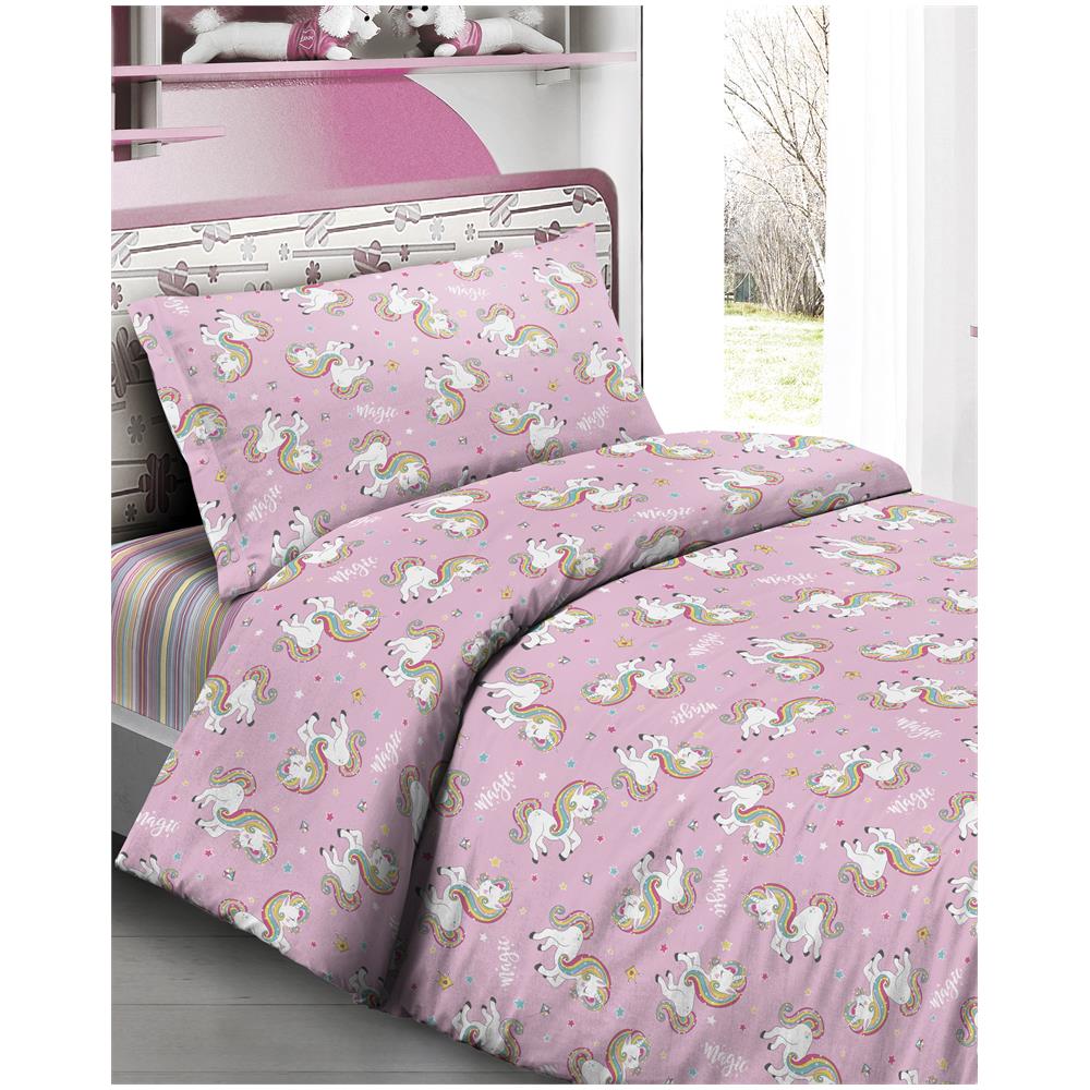 Copripiumino In 100% Cotone Disegno Unicorno Singolo Unicorno - Foto 1