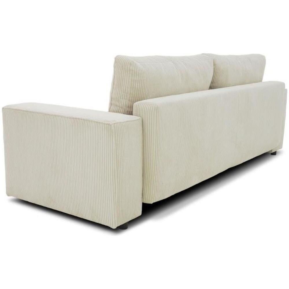 Divano Trasformabile A 3 Posti In Tessuto Di Velluto A Coste Beige Con Box Contenitore - 239 X 86 X Altezza 85 Cm - Foto 1