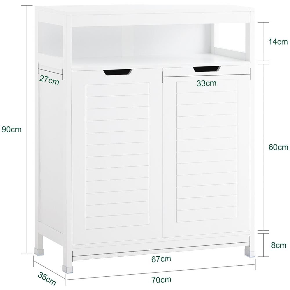 Mobile Da Bagno Armadietto Da Terra Due Ante Doppia Apertura Bianco 70x35x90cm Bzr121-w - Foto 2