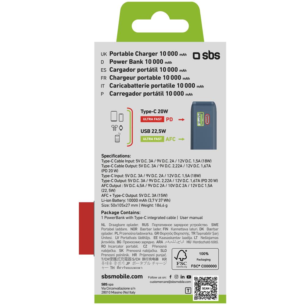 TTBB10000LCDTCPD20B batteria portatile 10000 mAh Blu - Foto 2