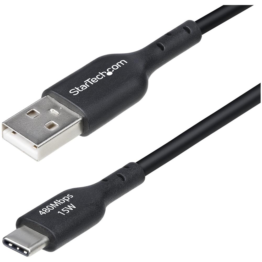 Cavo di Ricarica da USB-A a USB-C da 1m, carica e sincronizzazione, 3A, USB 2.0, rivestimento in TPE - Cavo di Ricarica USB Nero - Foto 1