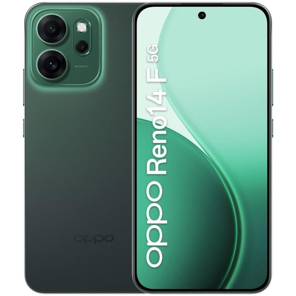 Reno14F 5G 256GB 8GB Ram Display 6,57" FHD+ 120Hz Main Camera 50+8+2MP USB Type-C Dual nanoSim Android 15 Snapdragon 6 Gen1 6000mAh Luminous Green Tim - Foto 1