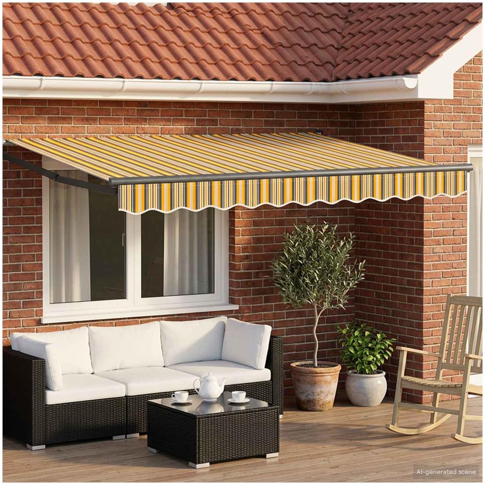 Tenda retrattile manuale con LED Giallo e Grigio 3 x 2,5 m - Foto 2
