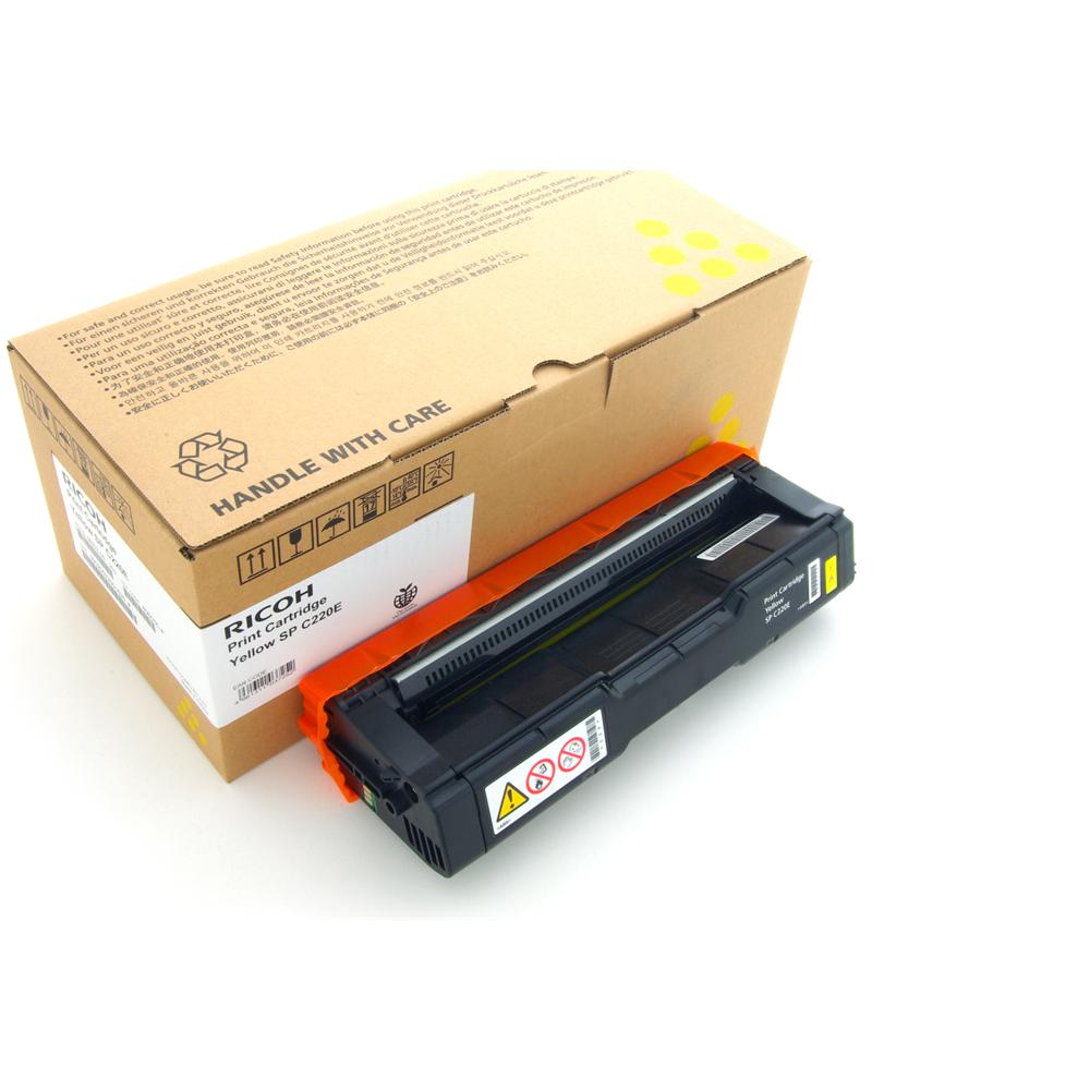 Yellow Print Cartridge SP C220, 2000 Pagine, Laser, SP C240DN, SP C242DN, SP C240SF, SP C242SF, Box - Foto 1