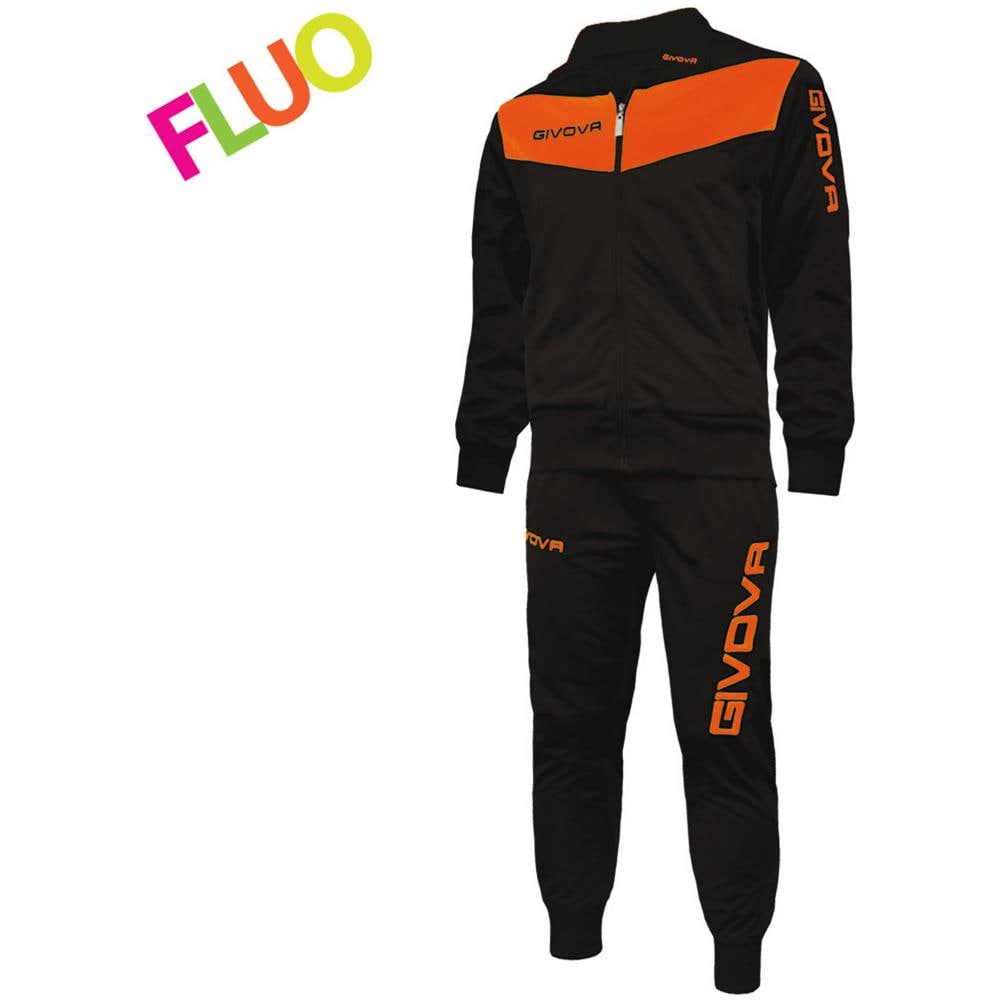 Tuta Visa Givova - Completo Di Giacca A Manica Lunga E Pantalone Di Colore Nero / arancio Fluo Taglia M - Foto 1