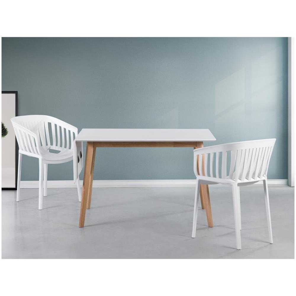 Tavolo Da Pranzo Estendibile In Mdf Bianco 120-155 X 80 Cm Medio - Foto 2