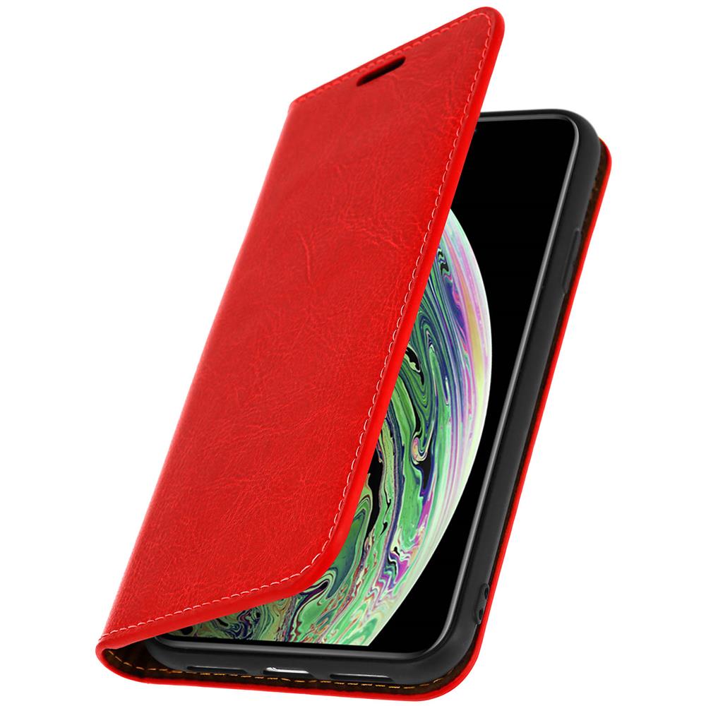 Custodia Apple Iphone Xs Max In Pelle Portafoglio Funzione Supporto Rosso - Foto 2