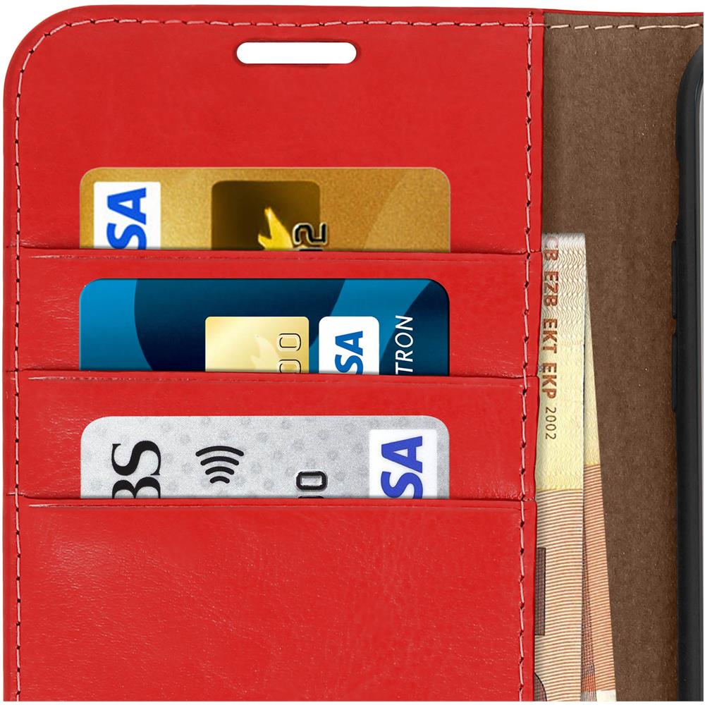 Custodia Apple Iphone Xs Max In Pelle Portafoglio Funzione Supporto Rosso - Foto 5