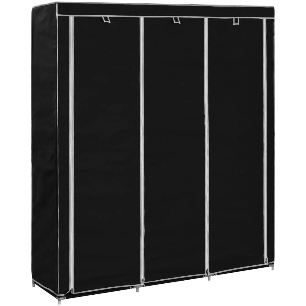 Armadio Con Scomparti E Aste Nero 150x45x175 Cm In Tessuto - Foto 1