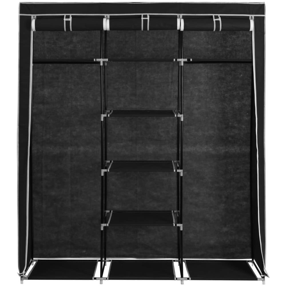 Armadio Con Scomparti E Aste Nero 150x45x175 Cm In Tessuto - Foto 15