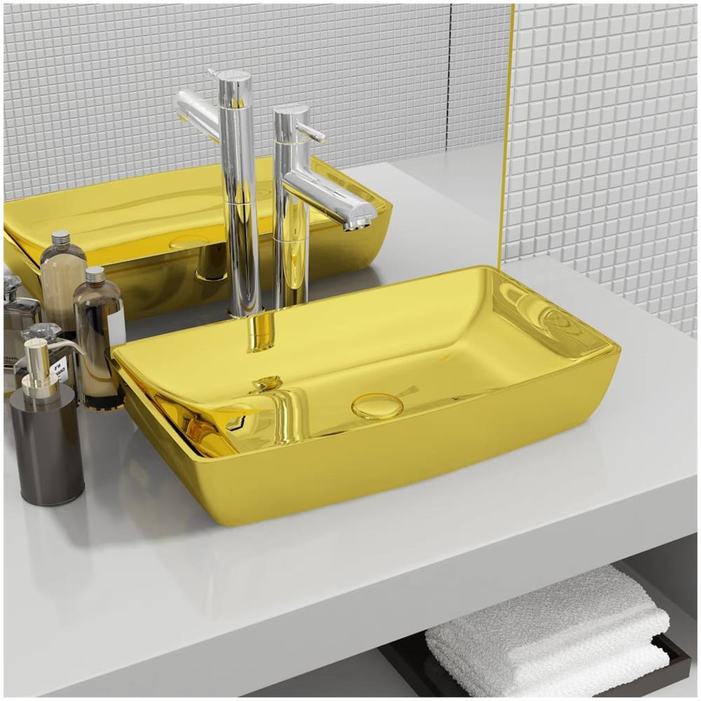 Lavandino 71x38x13,5 Cm In Ceramica Oro - Foto 1