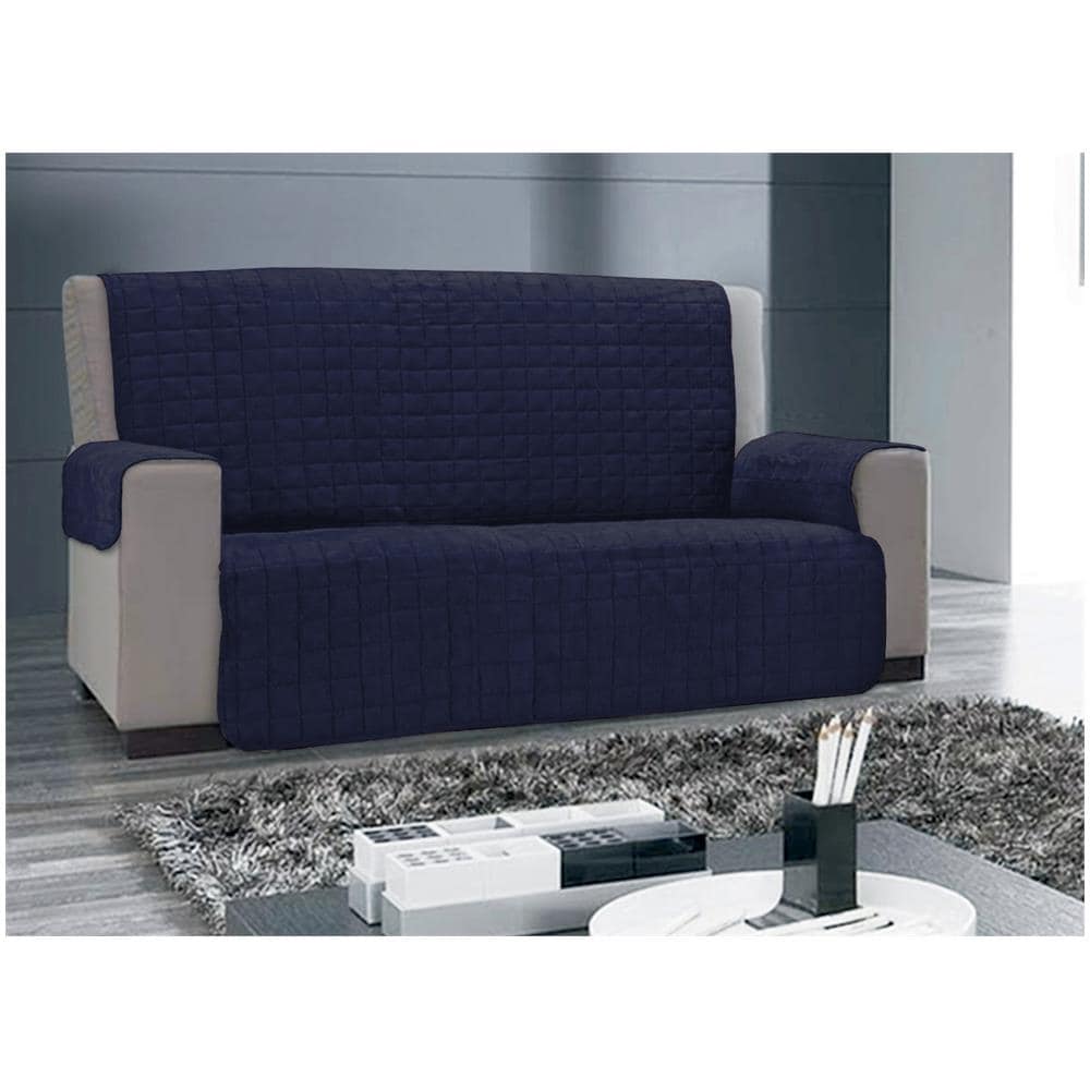 Copridivano Copripoltrona Trapuntato Antimacchia In Tinta Unita Willy Blu 4 Posti Blu - Foto 1