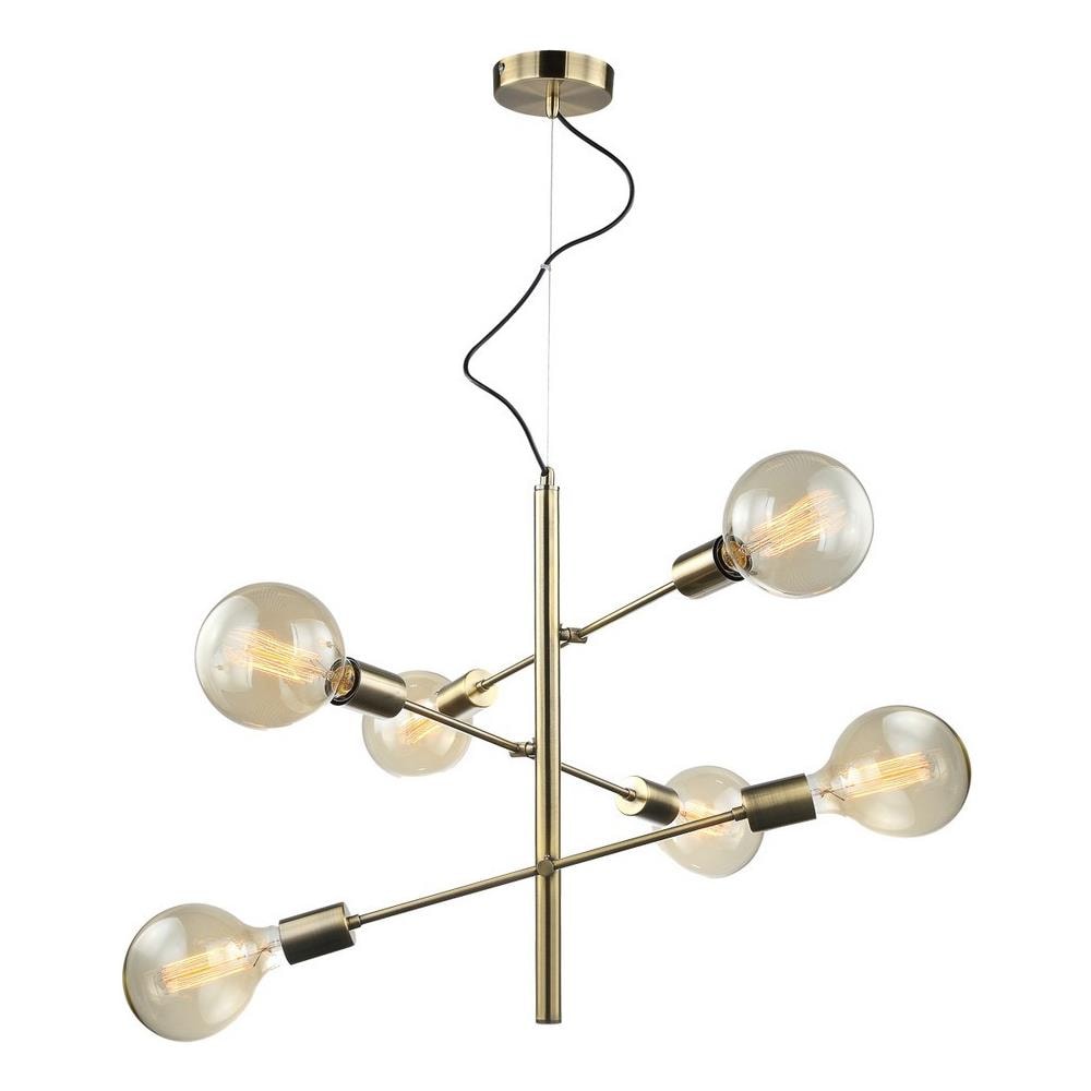 Lampadario Moderno A Sospensione Bronzo Antico 6 Luci, Attacco E27 - Foto 1