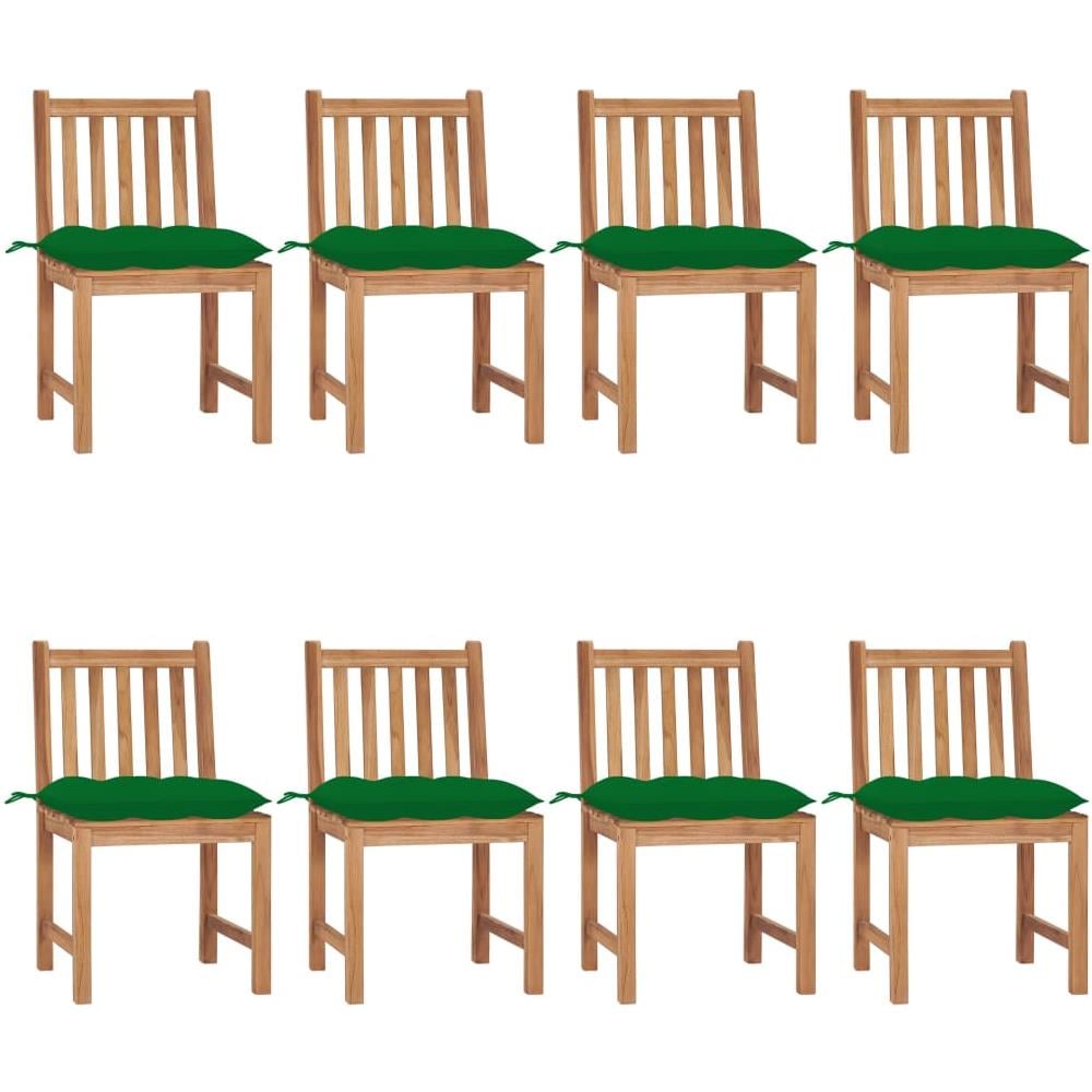 Sedie da Giardino con Cuscini 8 pz in Legno Massello di Teak - Foto 1