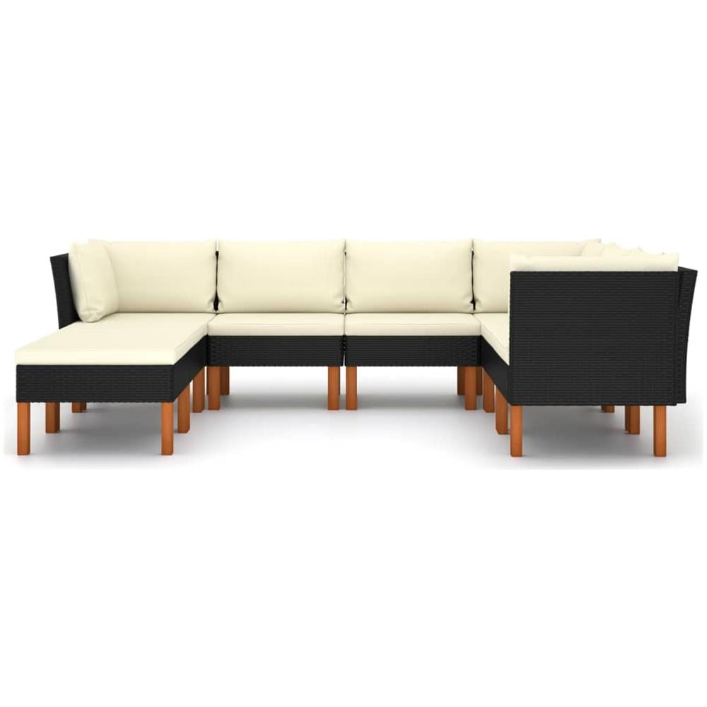 Set Divani da Giardino 8 pz con Cuscini in Polyrattan Nero - Foto 2
