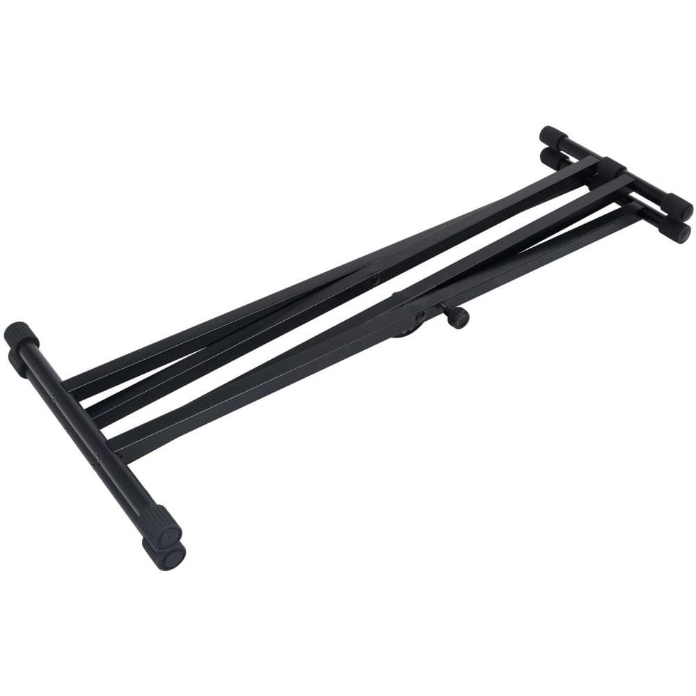 Set Supporto per Tastiera a Doppia Staffa con Sgabello Nero - Foto 10