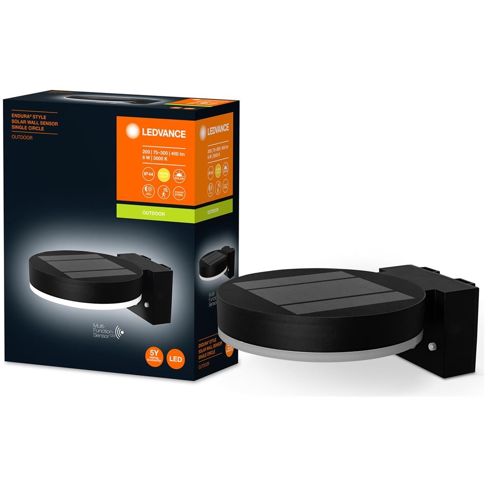 Ledvance Apparecchio Led A Parete E A Soffitto, Lampada Da Esterno, Endura® Style Solar Single Circle / 6 W, 3.2 V, Bianco Caldo, 3000 K, Ip44 - Foto 2