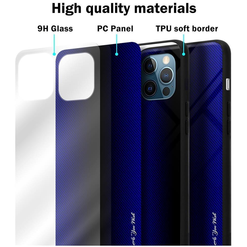 Custodia Compatibile Con Apple Iphone 12 / Iphone 12 Pro - Ottica A Strisce In Cobalto Viola - Coperchio Protettivo In Vetro Temperato E Silicone Tpu - Foto 7