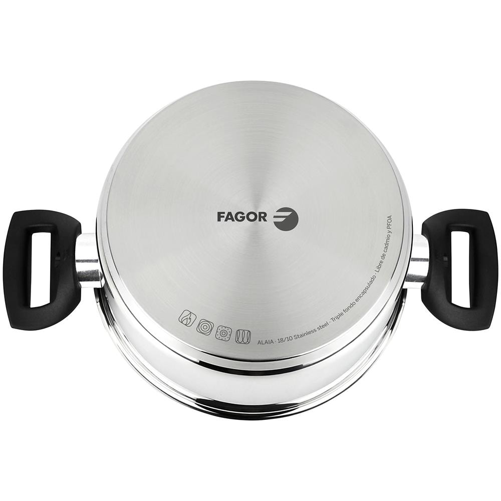 Fagor Alaia Casseruola Alta Induzione 18 Cm 3 L Acciaio Inossidabile Coperchio Di Vetro  Argento - Foto 3