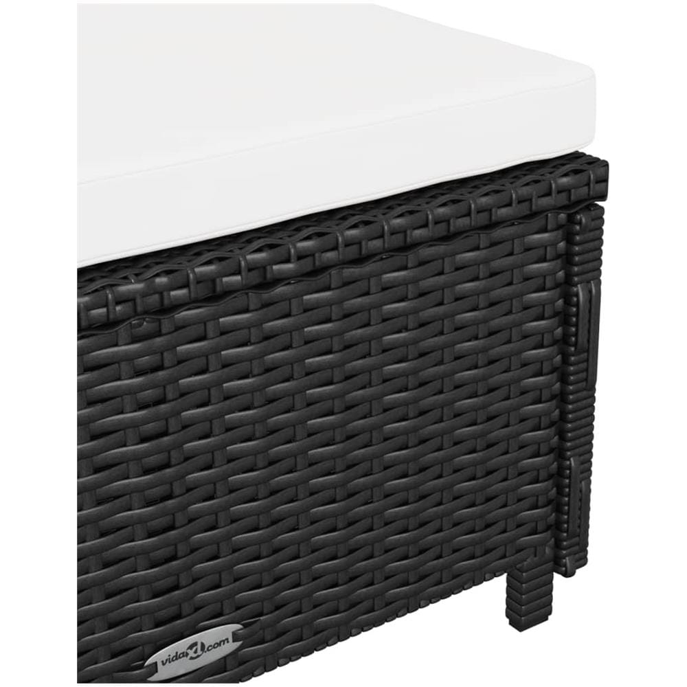 Lettino Prendisole Con Cuscino Bianco Crema In Polyrattan Nero - Foto 2