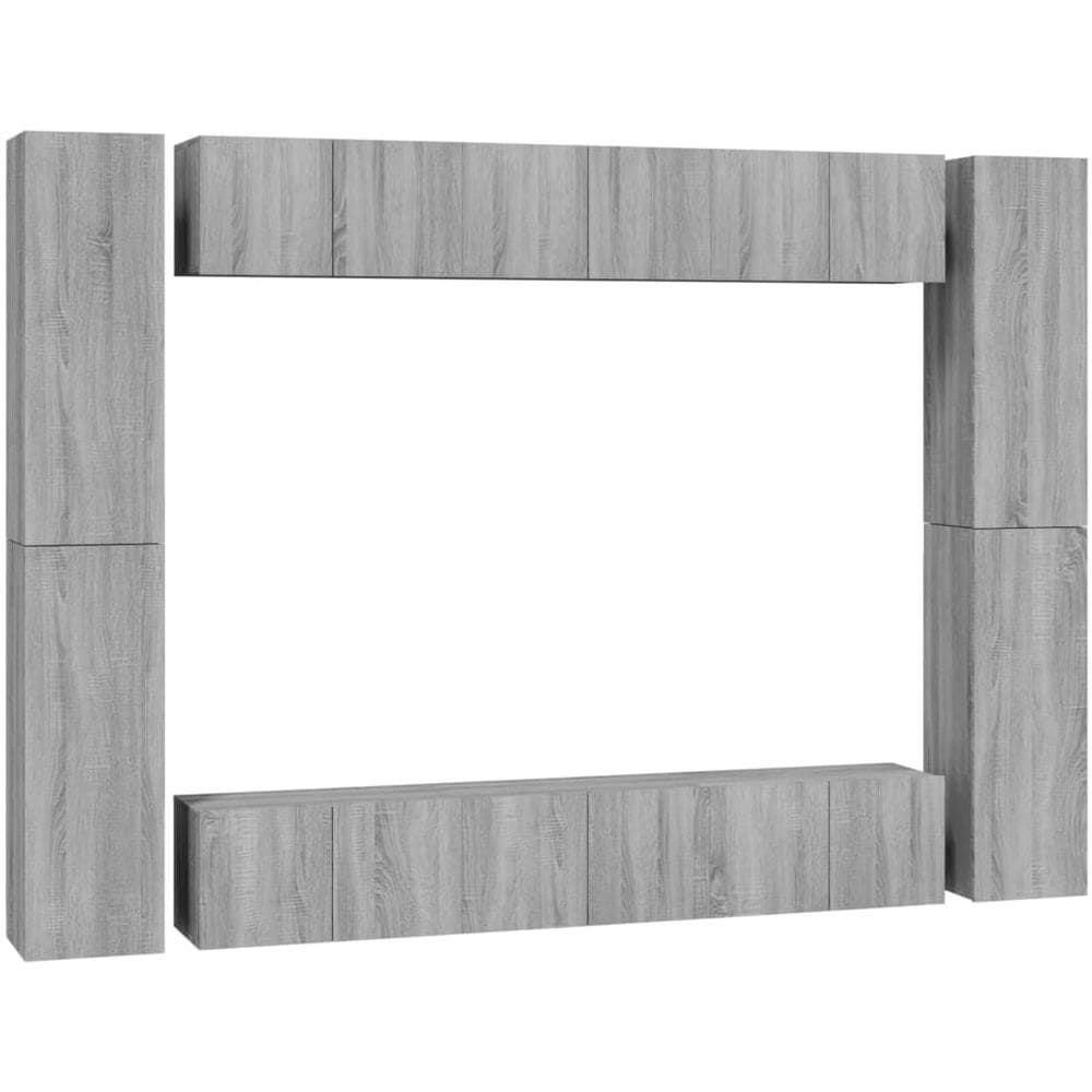 Set Mobili Porta Tv 10 Pz Grigio Sonoma In Legno Multistrato - Foto 2