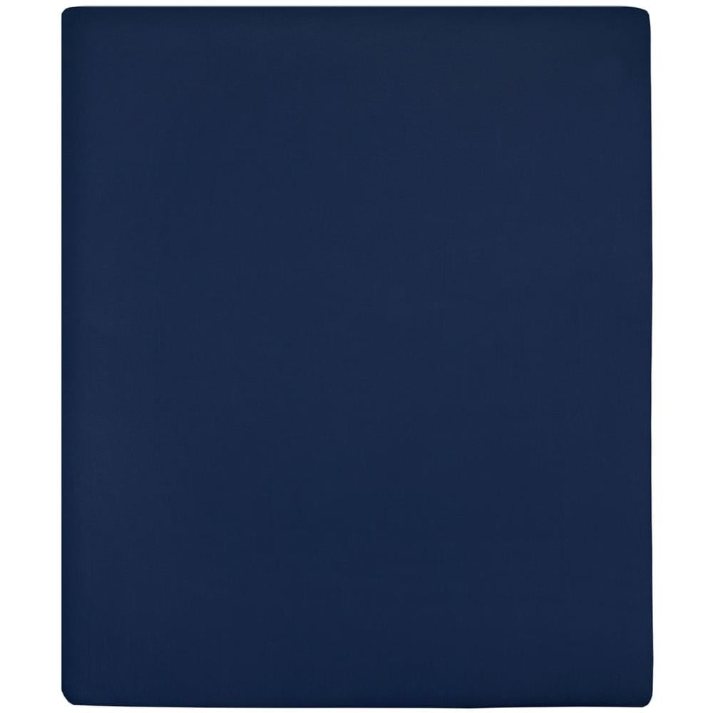 Lenzuolo Con Angoli Jersey Blu Marino 90x200 Cm Cotone - Foto 1