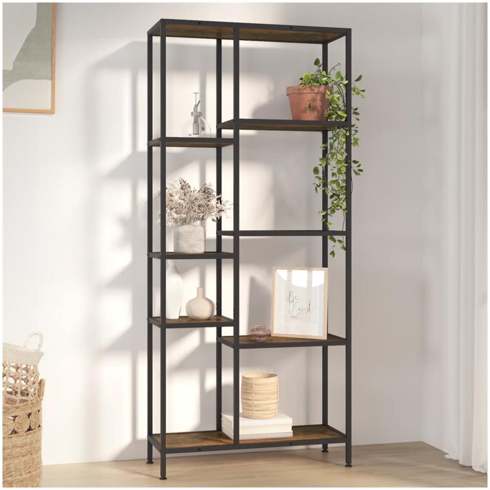 Scaffale Per Libri 80x30x180 Cm Acciaio E Legno Multistrato - Foto 1