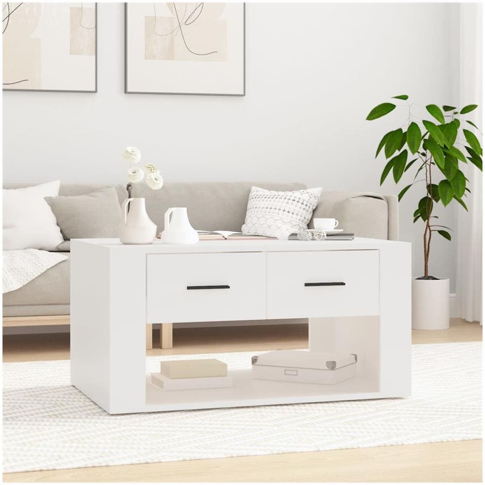 Tavolino Da Salotto Bianco 80x50x40 Cm In Legno Multistrato - Foto 1