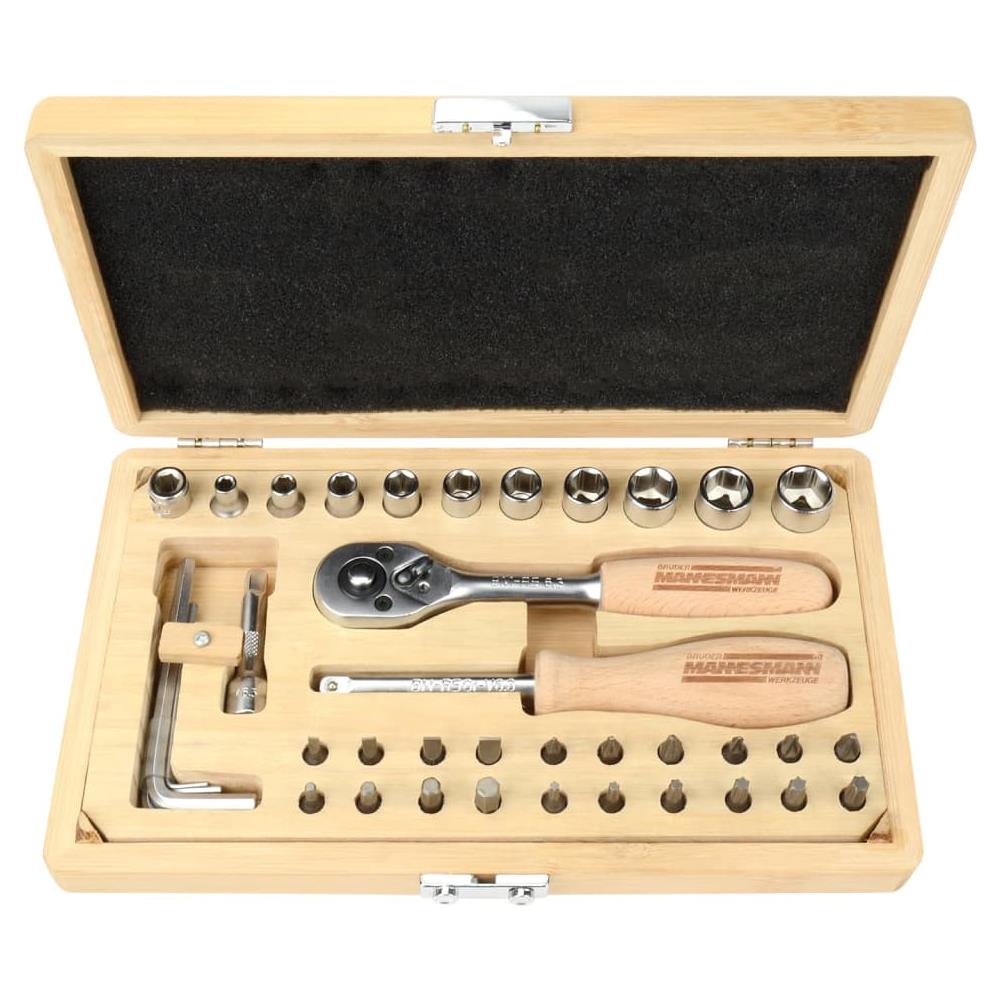 Brder Mannesmann Set Di Chiavi A Bussola 41 Pz In Bambù - Foto 1