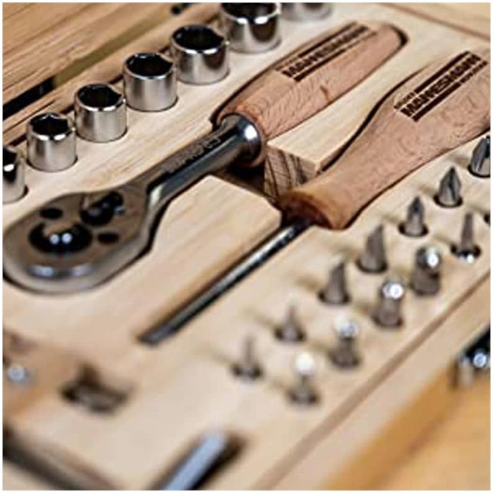 Brder Mannesmann Set Di Chiavi A Bussola 41 Pz In Bambù - Foto 2