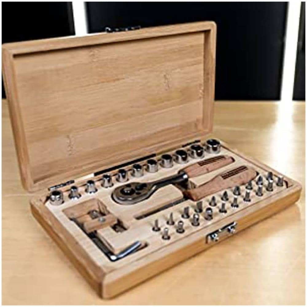 Brder Mannesmann Set Di Chiavi A Bussola 41 Pz In Bambù - Foto 3