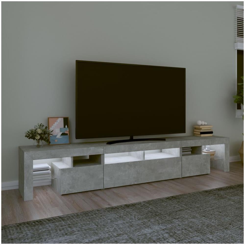 Mobile Porta Tv Con Luci Led Grigio Cemento 230x36,5x40 Cm - Foto 3